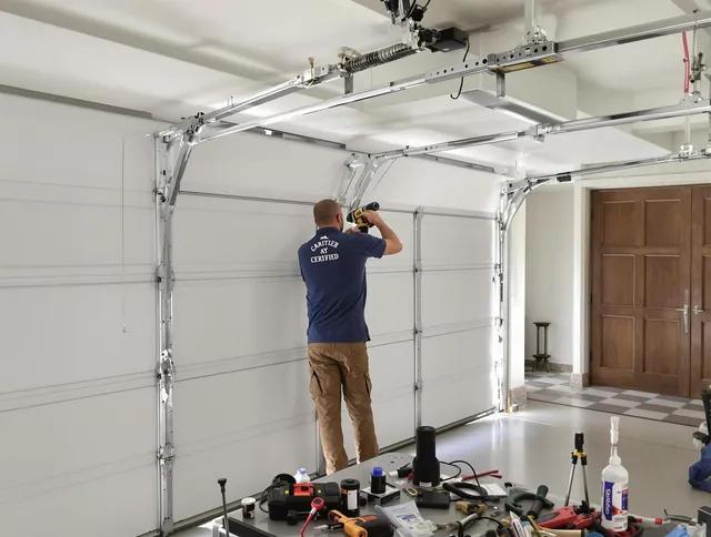 Rialto Garage Door Repair certified technician performing precision garage door repair in Rialto