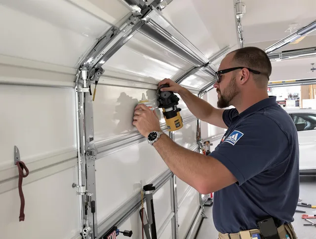 Rialto Garage Door Repair technician quieting a noisy garage door in Rialto