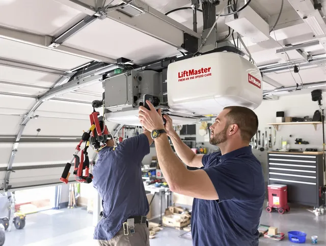 Rialto Garage Door Repair technician performing advanced diagnostics on garage opener in Rialto