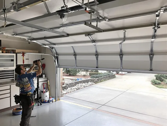 Garage door track repair service by Rialto Garage Door Repair in Rialto